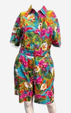 Laura & Jayne Floral Shorts and Shirt Set Womens Size 10